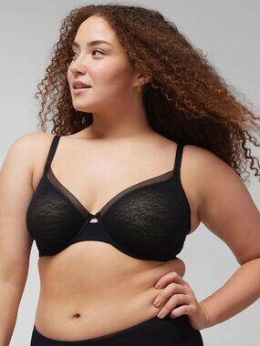 Soma Unlined Perfect Coverage Bra with Stretch Lace in Black 38D
